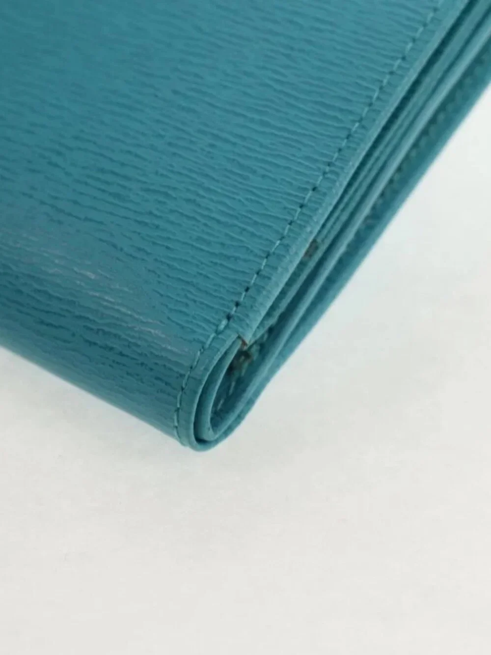 Christian Dior Long Wallet Leather Light Blue Gold Auth